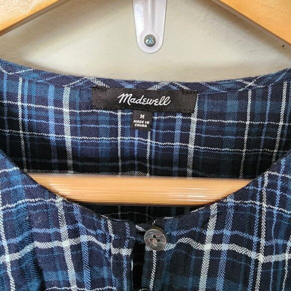 Madewell Women's Plaid Ruffle-Trim Button-Down Dress Prairie Style 80s Size M - Picture 4 of 8